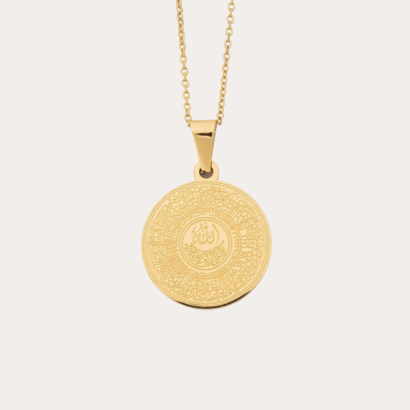 Ayatul Kursi Stainless Steel Pendant Gold With Street Luxury Shine - Image 3