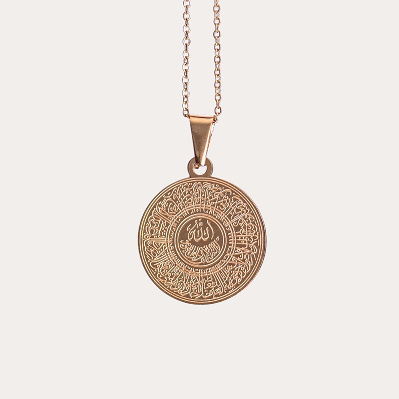 Ayatul Kursi Stainless Steel Pendant Gold With Street Luxury Shine - Image 5