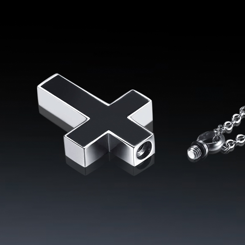 Black Cross Memorial Urn Pendant Bold Statement Style With Street Luxury