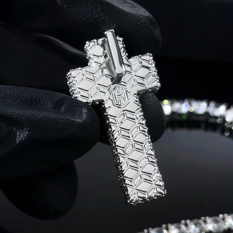 Iced Out Out Double Cross Pendant Gold With Street Luxury Shine - Image 4