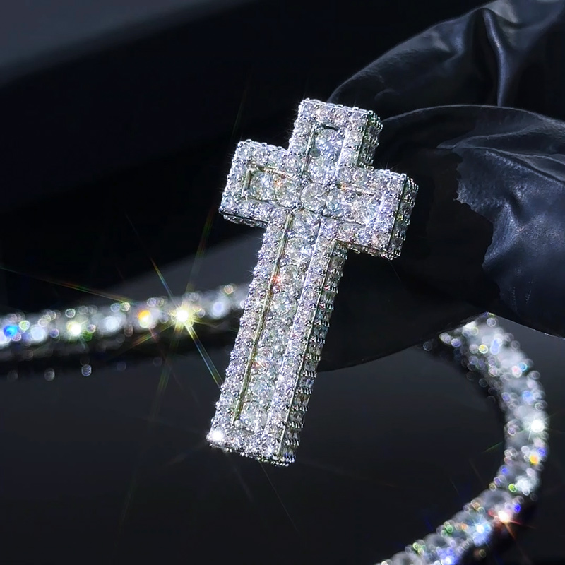 Iced Out Out Double Cross Pendant Gold With Street Luxury Shine