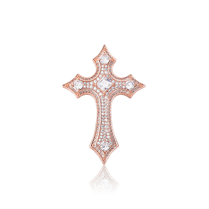 Iced Out Out Gothic Cross Pendant Gold With Street Luxury Shine - Image 4