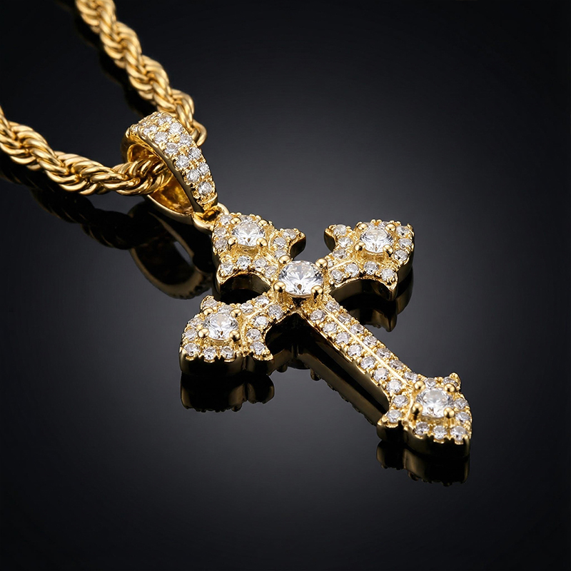 Iced Out Out Cross Pendant Gold With Street Luxury Shine - Image 8