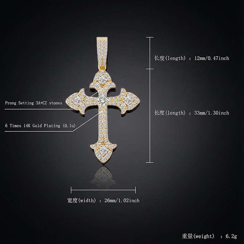Iced Out Out Cross Pendant Gold With Street Luxury Shine - Image 9