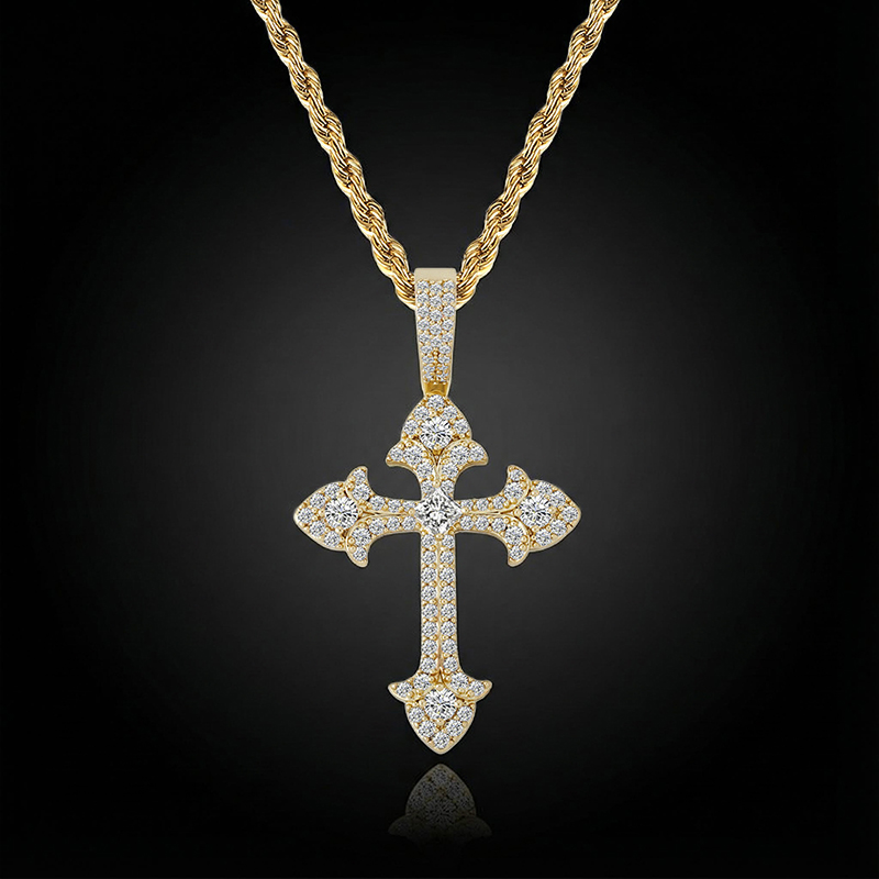 Iced Out Out Cross Pendant Gold With Street Luxury Shine - Image 10