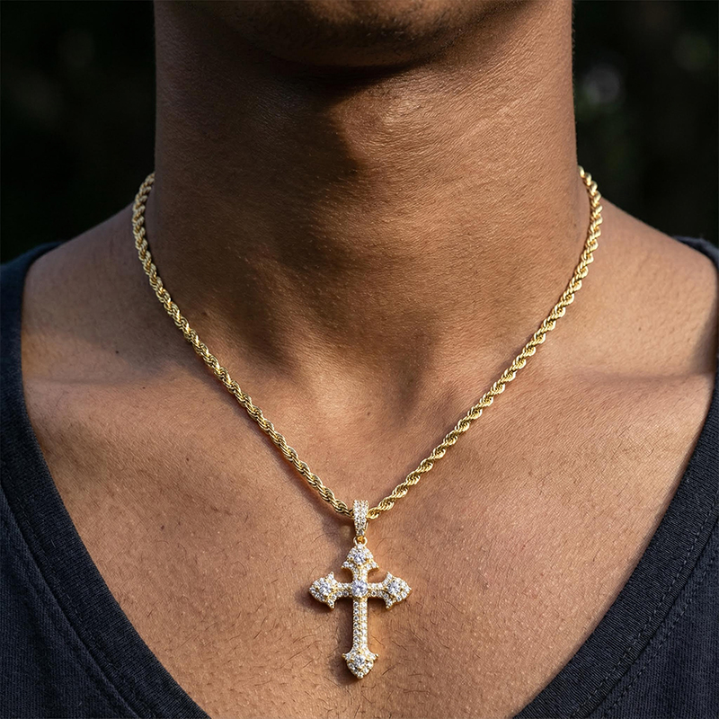 Iced Out Out Cross Pendant Gold With Street Luxury Shine - Image 11
