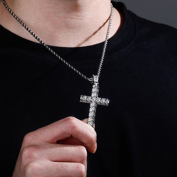 Iced Out Grid Cross Pendant Gold With Street Luxury Shine - Image 3