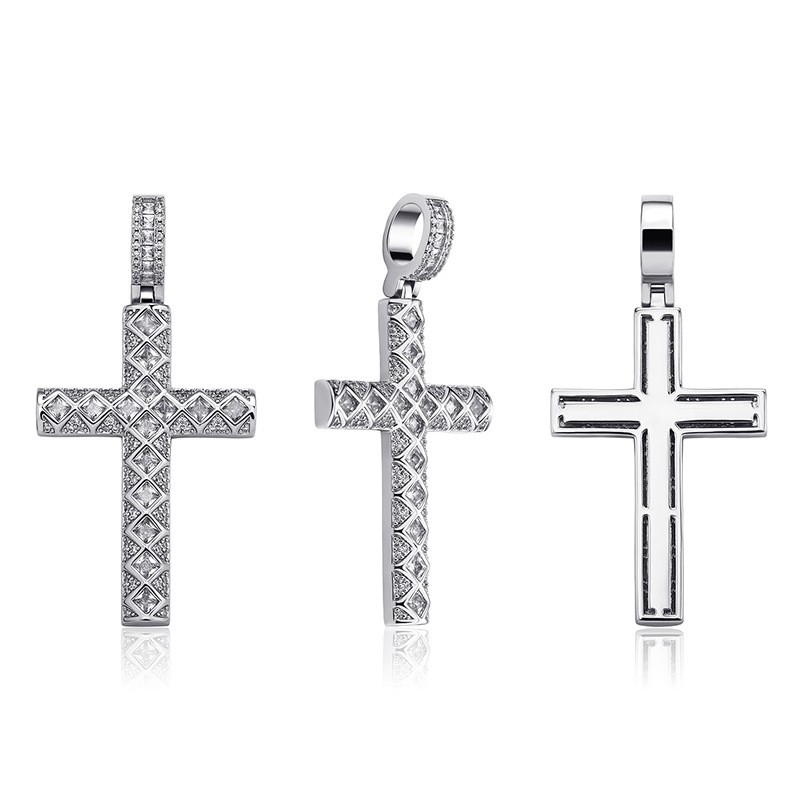 Iced Out Grid Cross Pendant Gold With Street Luxury Shine - Image 6