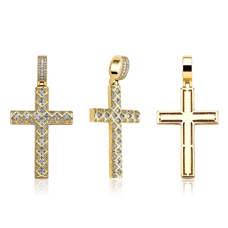 Iced Out Grid Cross Pendant Gold With Street Luxury Shine - Image 7