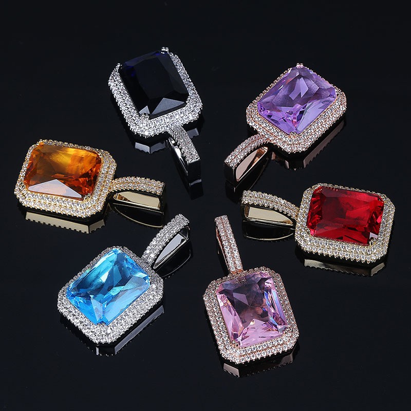 Iced Out Multicolor Cube Pendant Gold With Street Luxury Shine - Image 3