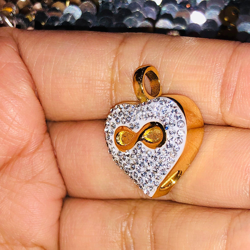 Iced Out Infinity Heart Urn Pendant In Gold With Street Luxury Shine - Image 4