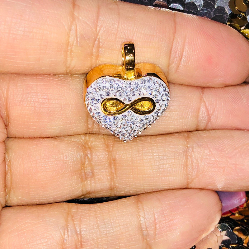 Iced Out Infinity Heart Urn Pendant In Gold With Street Luxury Shine - Image 5