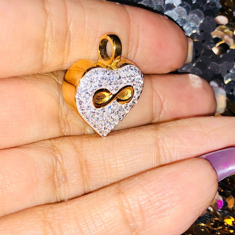 Iced Out Infinity Heart Urn Pendant In Gold With Street Luxury Shine - Image 6