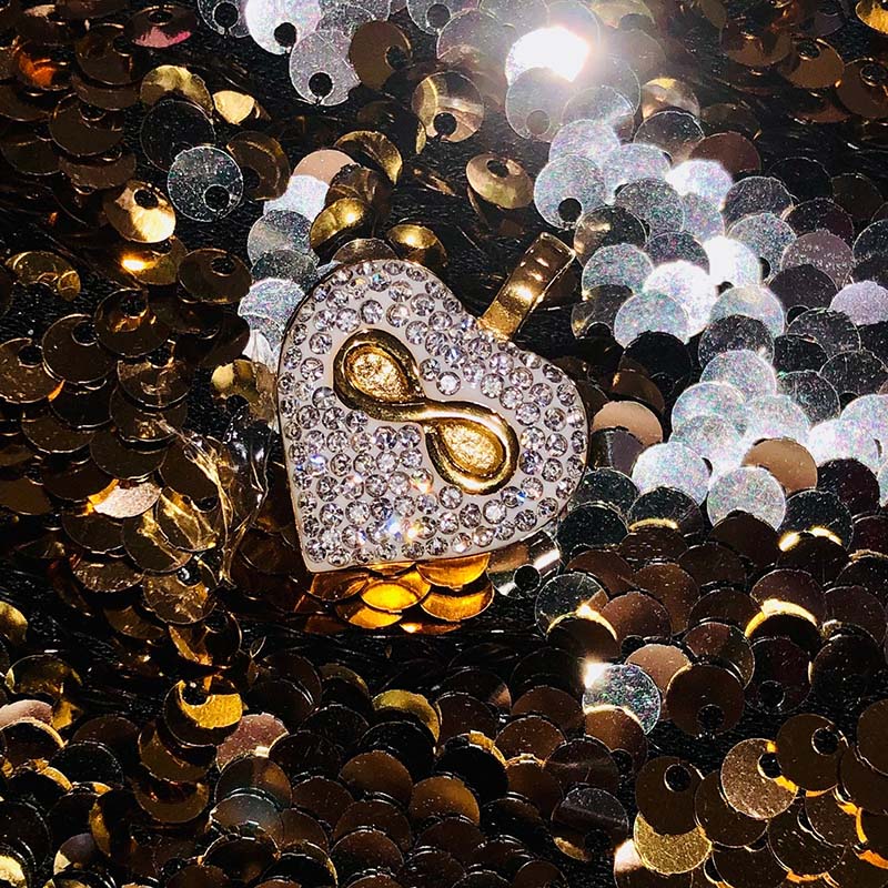 Iced Out Infinity Heart Urn Pendant In Gold With Street Luxury Shine