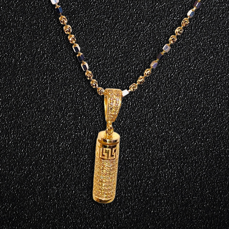 Cylindrical Swastika Carved Urn Pendant Moissanite With Street Luxury Shine - Image 3