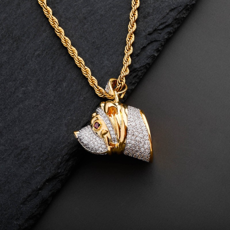 Iced Out Out Dog Head Pendant Gold With Street Luxury Shine - Image 4