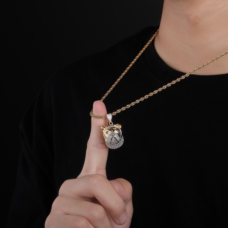 Iced Out Out Dog Head Pendant Gold With Street Luxury Shine - Image 5