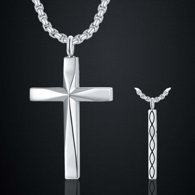 Engraved Cross Infinity Sign Urn Pendant Gold With Street Luxury Shine