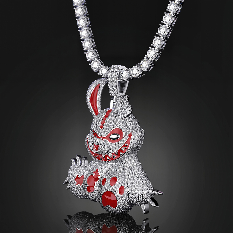 Micro Pave Evil Rabbit Cartoon Enamel Pendant Gold With Street Luxury Shine - Image 3