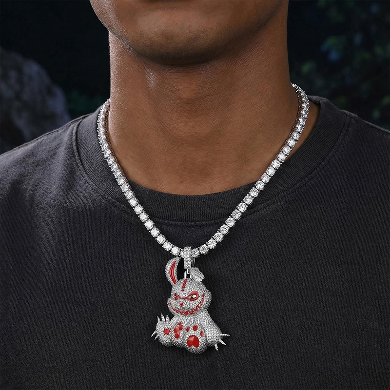 Micro Pave Evil Rabbit Cartoon Enamel Pendant Gold With Street Luxury Shine - Image 4