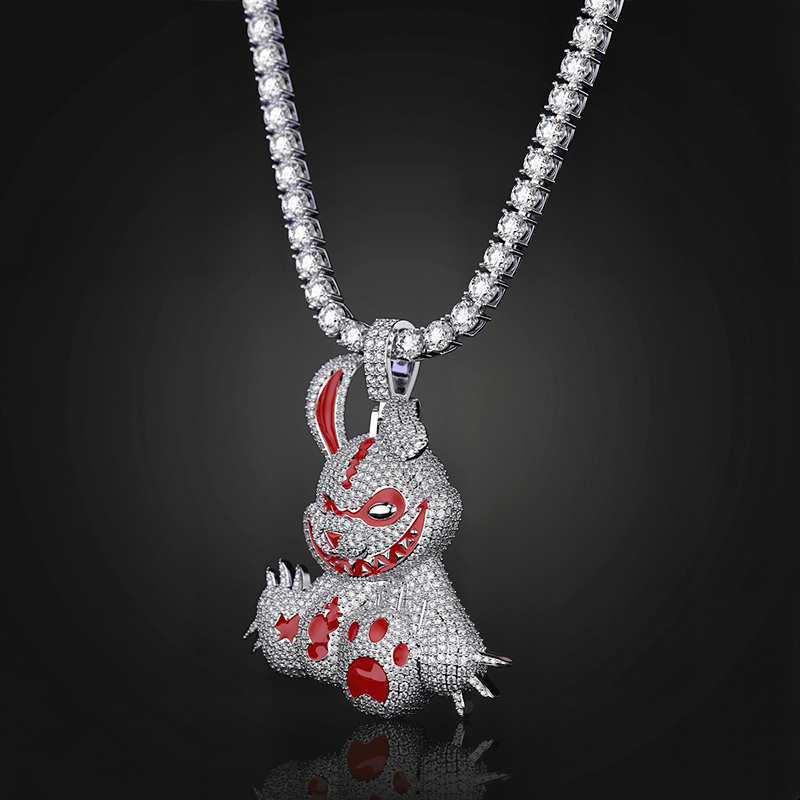 Micro Pave Evil Rabbit Cartoon Enamel Pendant Gold With Street Luxury Shine - Image 5
