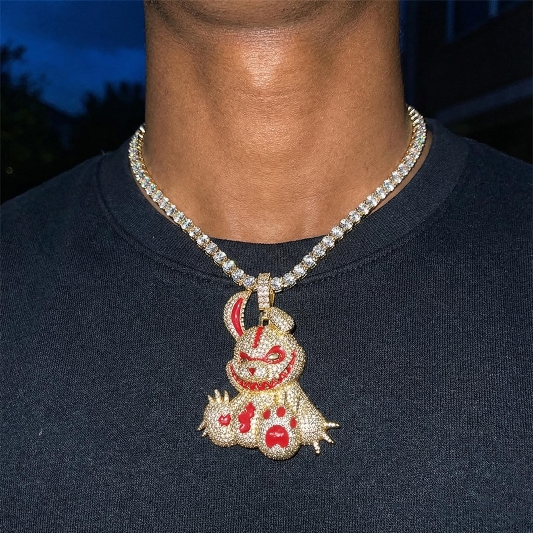 Micro Pave Evil Rabbit Cartoon Enamel Pendant Gold With Street Luxury Shine - Image 7