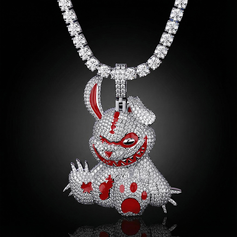 Micro Pave Evil Rabbit Cartoon Enamel Pendant Gold With Street Luxury Shine