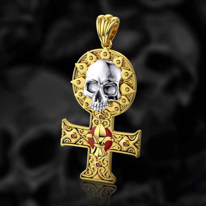 Skull Cross Redemption Stainless Steel Pendant With Street Luxury Shine - Image 3