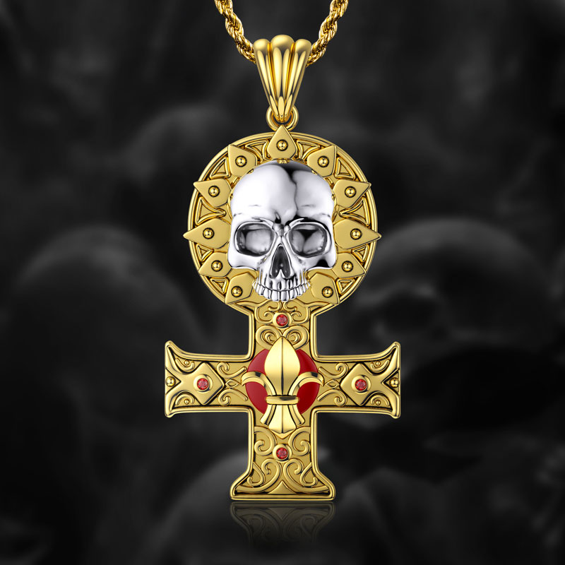 Skull Cross Redemption Stainless Steel Pendant With Street Luxury Shine