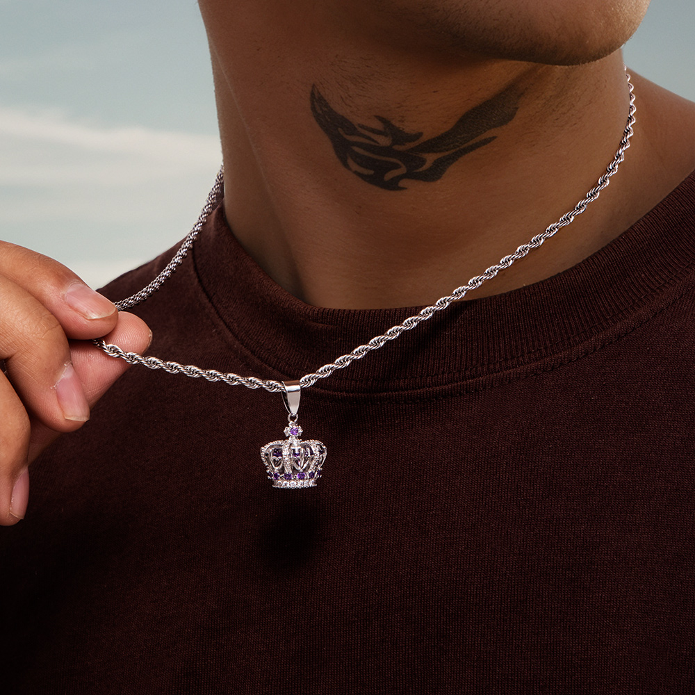 Multicolor Crown Pendant In White Gold Gold Shine With Street Luxury - Image 5