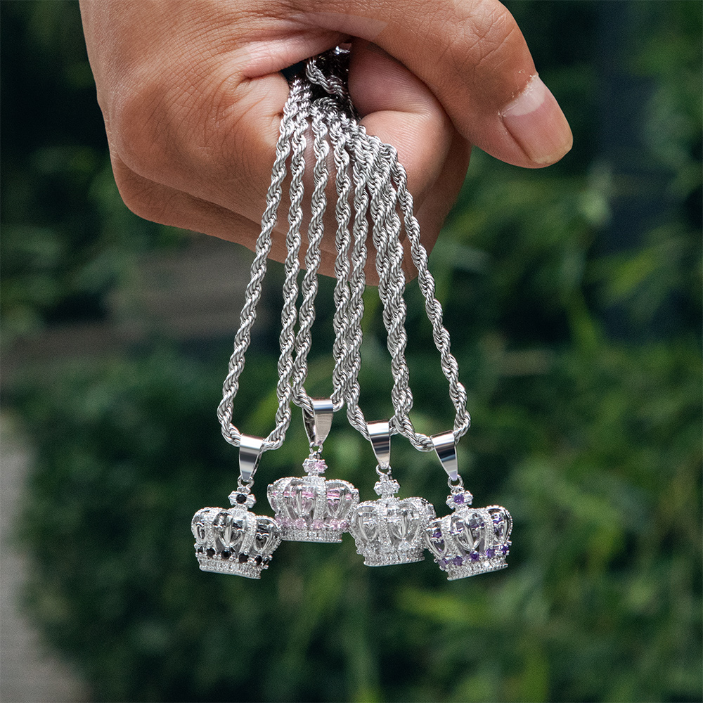 Multicolor Crown Pendant In White Gold Gold Shine With Street Luxury - Image 8
