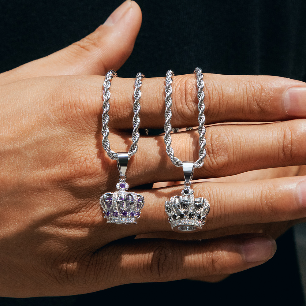 Multicolor Crown Pendant In White Gold Gold Shine With Street Luxury - Image 9