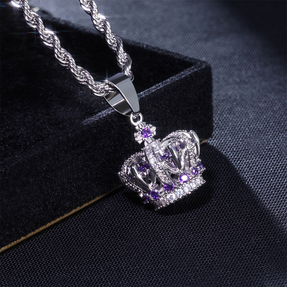 Multicolor Crown Pendant In White Gold Gold Shine With Street Luxury