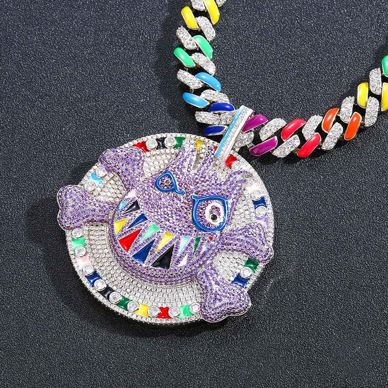 Iced Out Colorful Monster Pendant Gold With Street Luxury Shine - Image 3