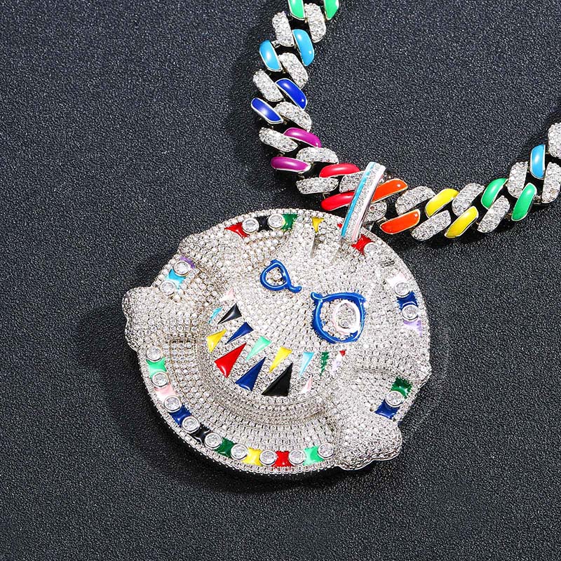 Iced Out Colorful Monster Pendant Gold With Street Luxury Shine