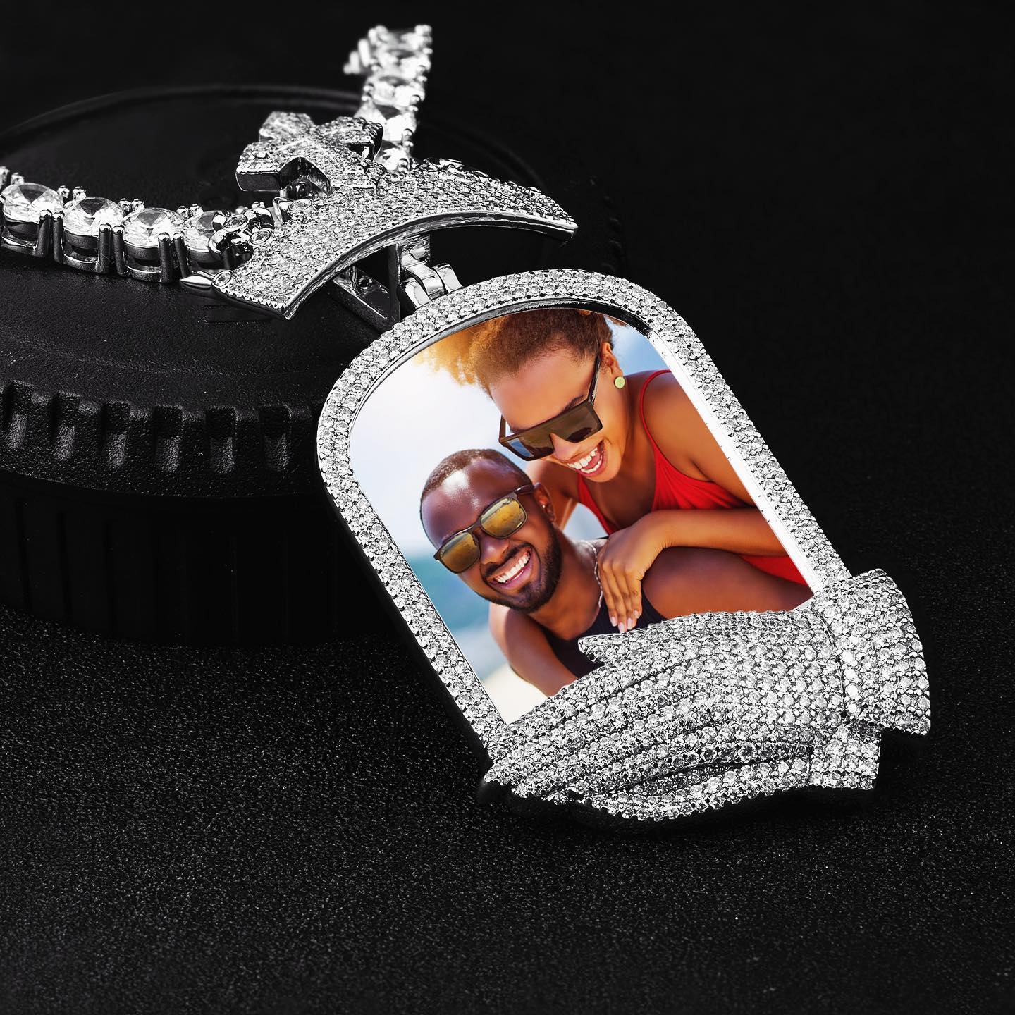 Iced Out Out Cross Crown Praying Hands Custom Photo Pendant Gold - Image 4