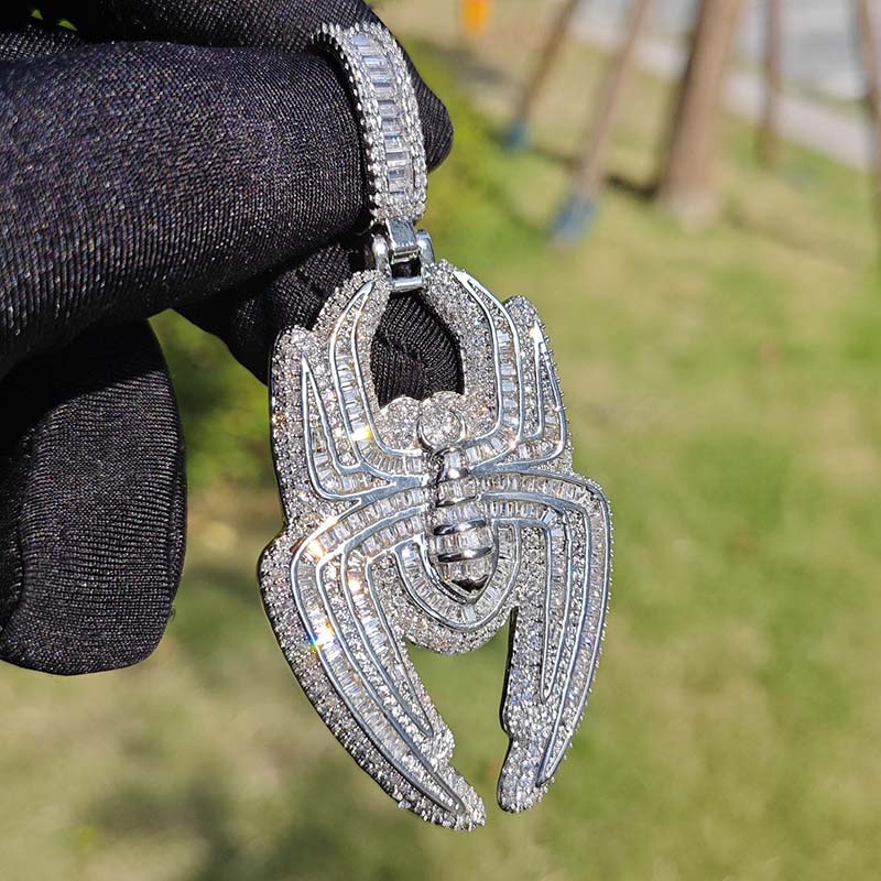 Iced Out Out Baugette Cut Spider Pendant Gold With Street Luxury Shine - Image 3