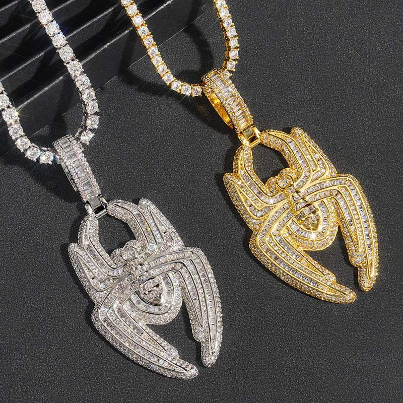 Iced Out Out Baugette Cut Spider Pendant Gold With Street Luxury Shine - Image 4