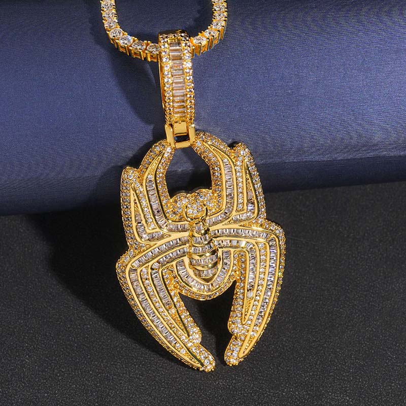 Iced Out Out Baugette Cut Spider Pendant Gold With Street Luxury Shine - Image 5