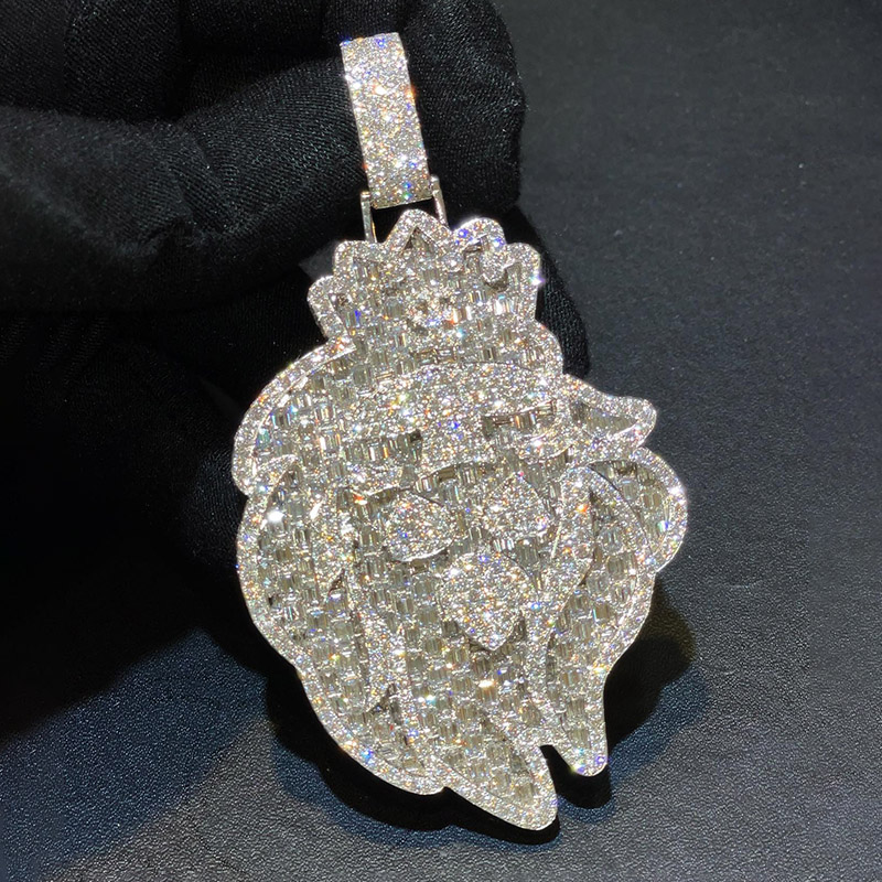 Iced Out Baguette Cut Lion Pendant Gold With Street Luxury Shine