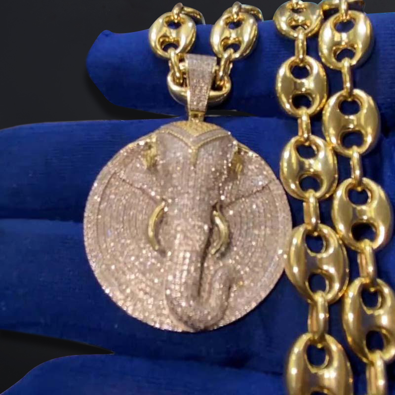 Elephant Disc Pendant In White Gold Built For Bold Statement Style - Image 5