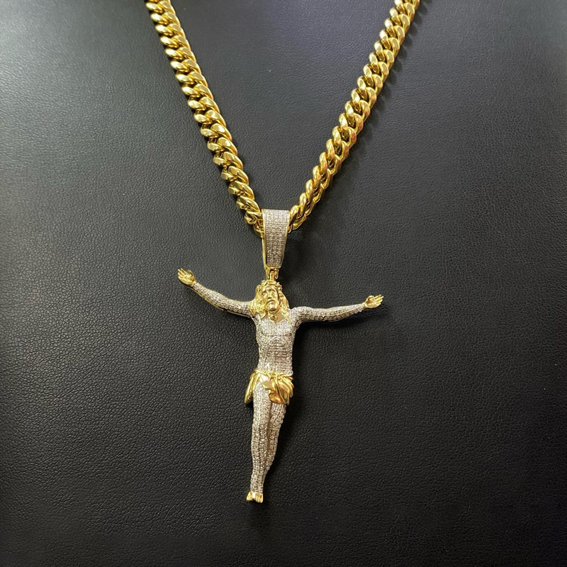 Iced Out Out Jesus Full-length Figure Pendant Moissanite