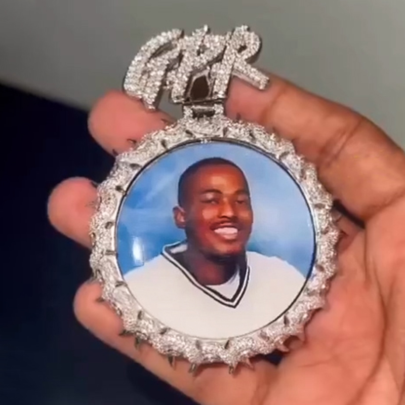 Iced Out Custom Photo & Name Thorn Disc Pendant With Street Luxury Shine