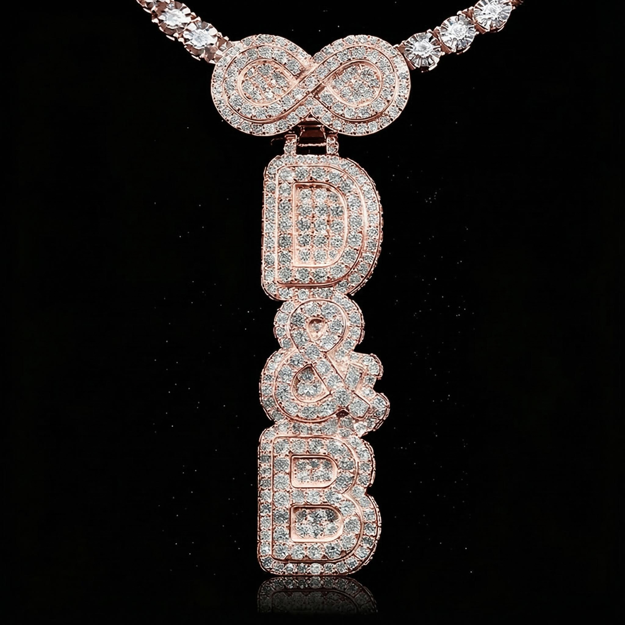 Infinity Clasp Iced Out Double Layer Vertical Three Color Custom Letter - Image 7