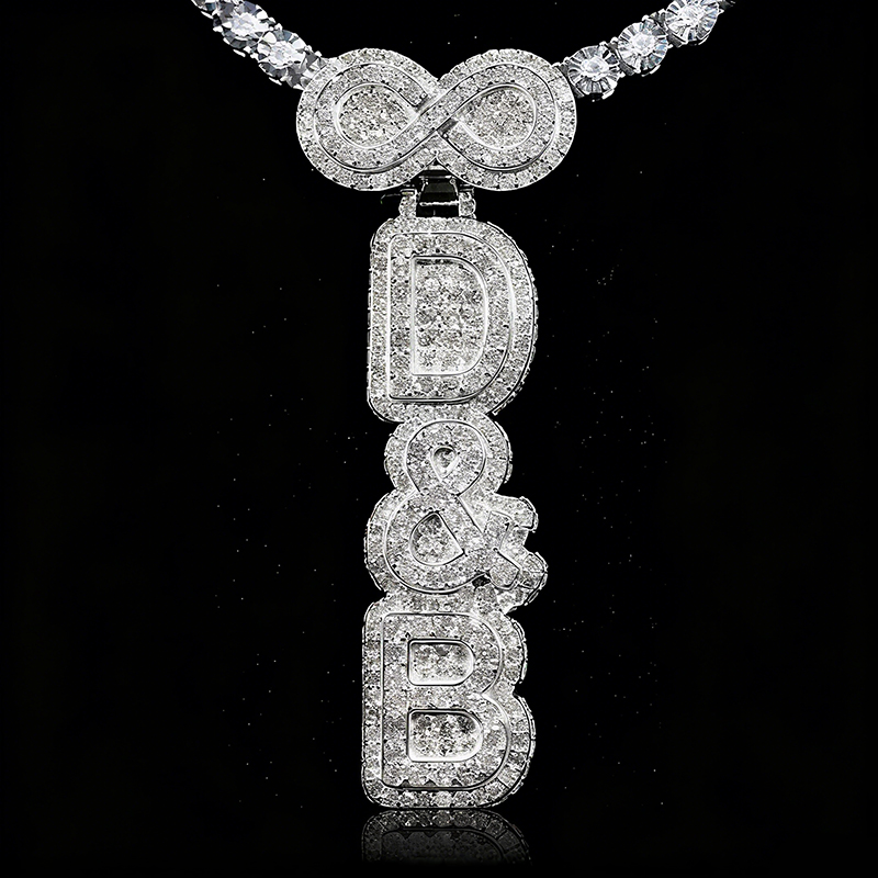 Infinity Clasp Iced Out Double Layer Vertical Three Color Custom Letter