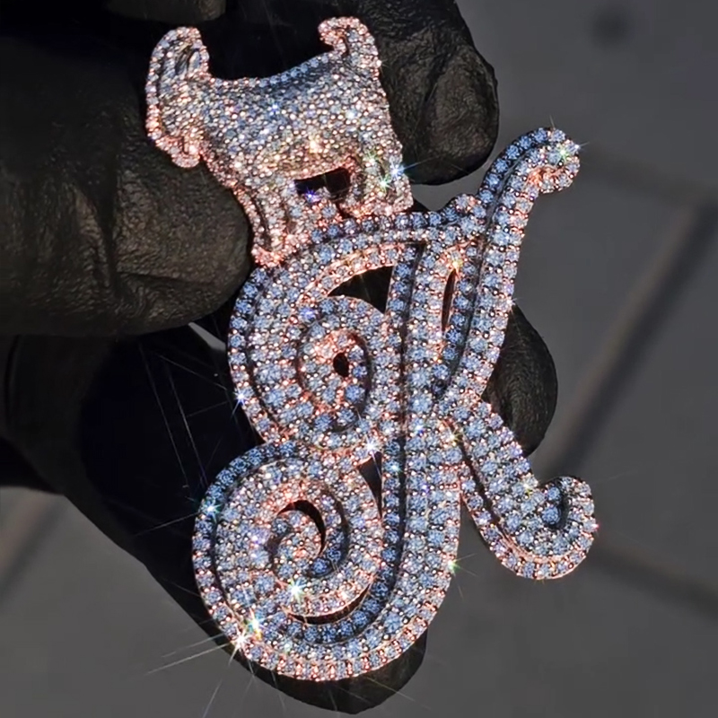 Iced Out Out Goat Clasp A To Z Initials Letters Pendant For Men Gold - Image 3