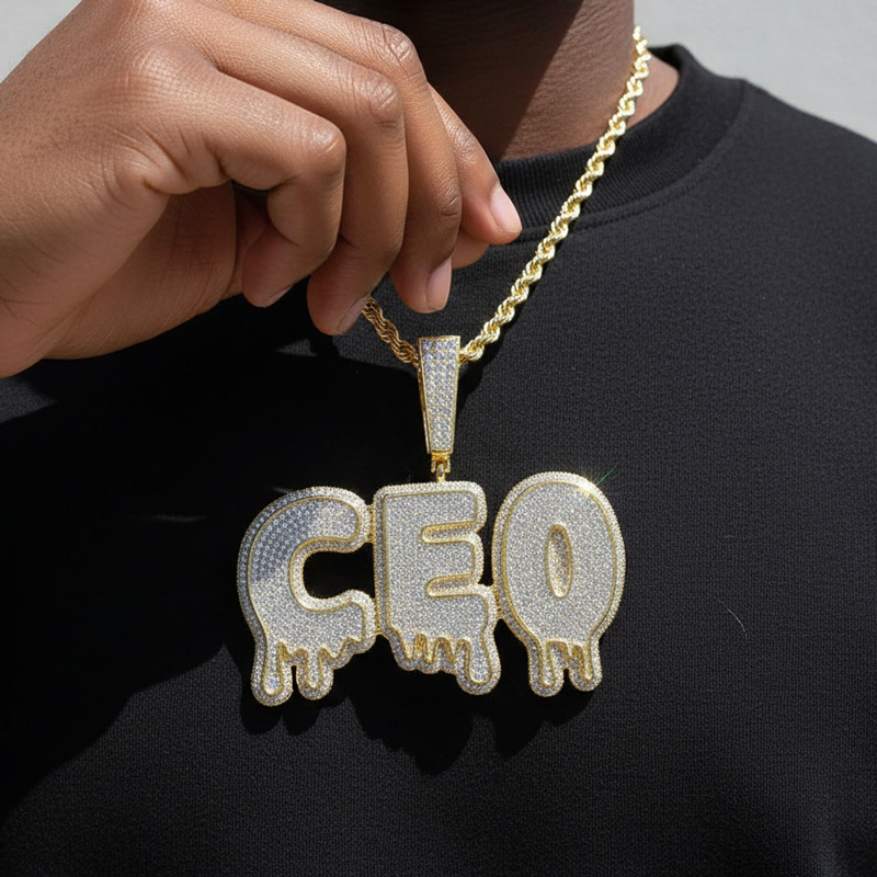Iced Out Out Custom Drip Pendant Gold With Street Luxury Shine - Image 4