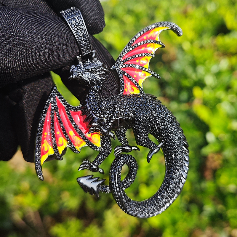 Flame Wings Dragon Pendant Bold Statement Style With Street Luxury