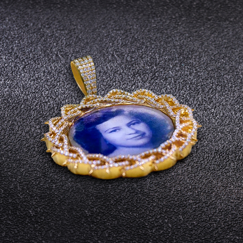 Iced Out Crown Of Thorns Custom Photo Pendant Gold With Street Luxury Shine - Image 4