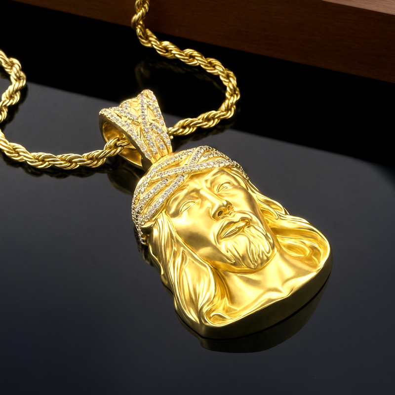 Matte Jesus Crown Of Thorns Pendant Moissanite With Street Luxury Shine - Image 3